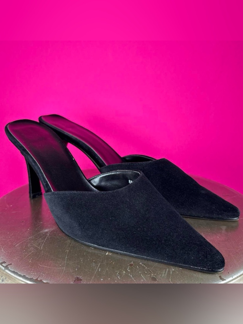 Newport News Black Velvet Heeled Mule US 8